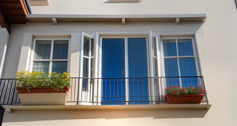 Apartment building balcony maintenance.