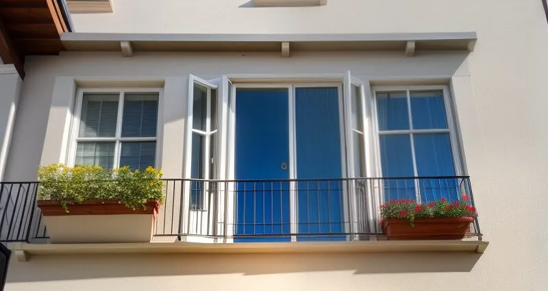 Apartment building balcony maintenance.